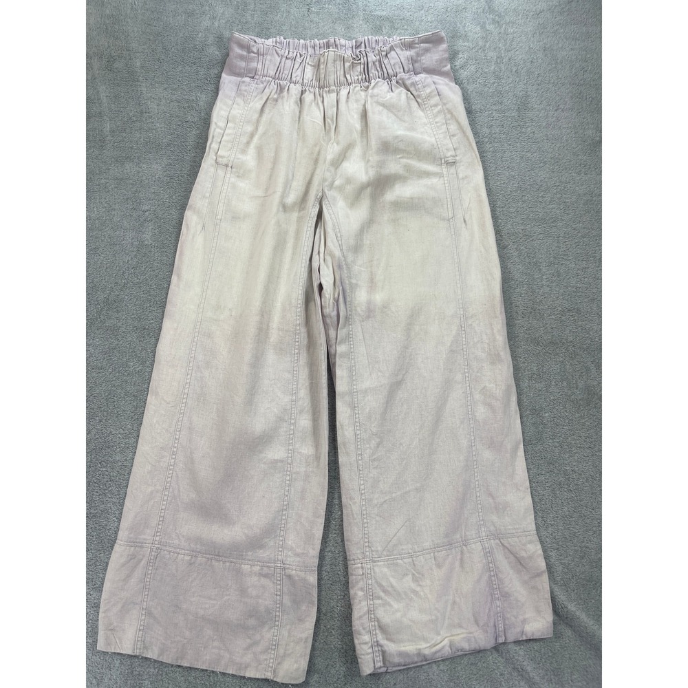 Free People Pants Women Small Lavender Linen Cotton Blend Pull On Wide Leg